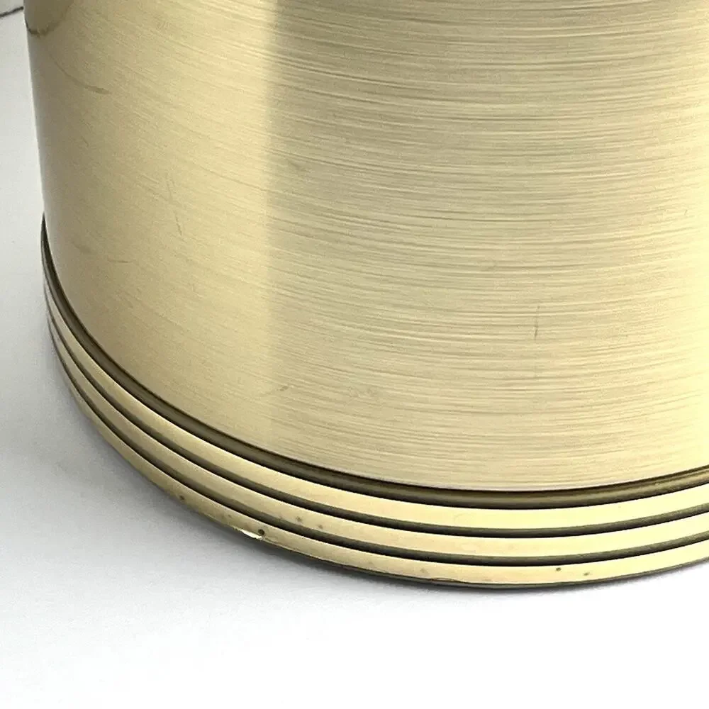 VTG Shelton Designs Brushed Gold Insulated Ice Bucket Metal Handle Lucite Lid US